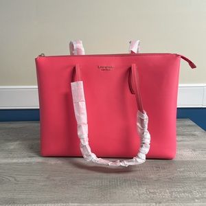 NWT pink/coral leather Kate Spade tote